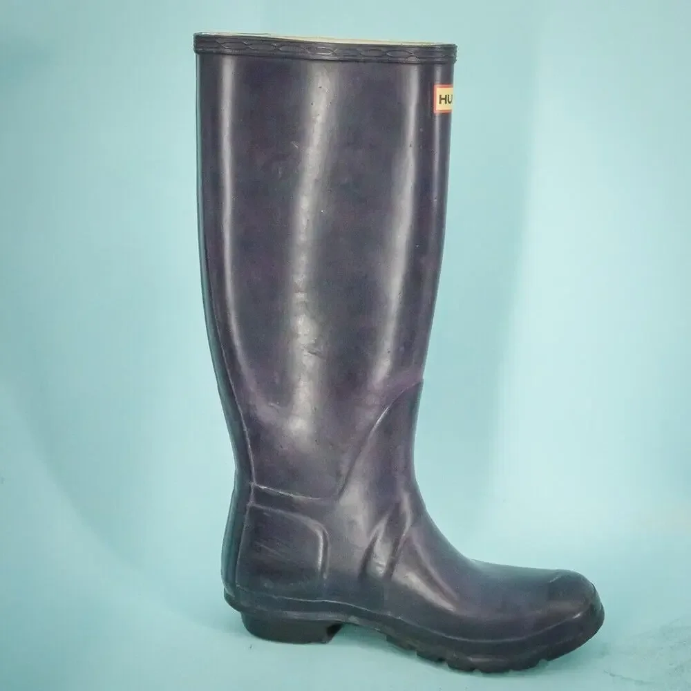 Hunter Shoe Size 7 Purple Original Tall Pull On Waterproof Rain Winter Boots